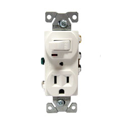 Cooper Wiring Devices, TR274V,  Single-Pole Toggle Switch with 5-15R Receptacle
