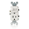Leviton, 5225, Traditional Style, Single-Pole AC Switch/ 5-15R Receptacle Combination