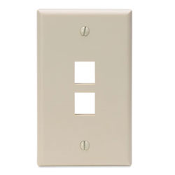 Leviton, QuickPort&reg; Single Gang 2-Port Wallplate, 41080-2IP