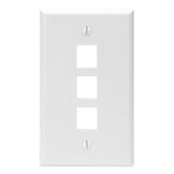 Leviton, QuickPort&reg; Single Gang 3-Port Wallplate, 41080-3WP