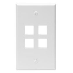 Leviton, QuickPort&reg; Single Gang 4-Port Wallplate, 41080-4WP