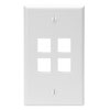 Leviton, QuickPort&reg; Single Gang 4-Port Wallplate, 41080-4WP