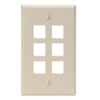 Leviton, QuickPort&reg; Single Gang 6-Port Wallplate, 41080-6IP