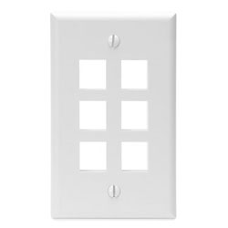 Leviton, QuickPort&reg; Single Gang 6-Port Wallplate, 41080-6WP