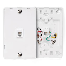 Leviton, Type 630A Telephone Screw Terminal Wall Jack, 40214-W