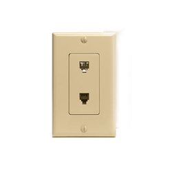 Leviton, Standard Type 625B3 Duplex Telephone Wall Jack, 40944-I
