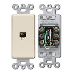 Leviton, Type 625 Decora 6P6C Telephone Wall Jack Insert, 40638-I