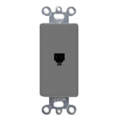 Leviton, Decora 6P4C Telephone Wall Jack Insert, 40649-GY