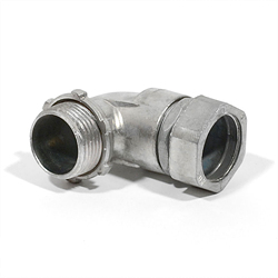 EMT 90&deg; Angle Connectors, 1/2" Size, Compression Type, Concrete tight, Steel when taped, Zinc Die Cast