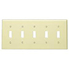 Cooper, 2155A, 5 Gang 5 Toggle Switch, Almond, Wall Plate 