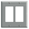 Leviton, 80409-GY, 2 Gang 2 Decora/GFI, Grey, Wall Plate