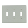 Leviton, 87011, 3 Gang 3 Toggle Switch, Grey, Wall Plate