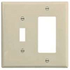 Cooper, 2153V-BOX, 2 Gang 1 Toggle Switch 1 Decora/GFI, Ivory, Wall Plate