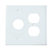 Mulberry. 86842, 2 Gang 1 Duplex Receptacle 1 Single Receptacle, Jumbo, Metal, White, Wall Plate