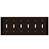 Mulberry, 91076, 6 Gang 6 Toggle Switch Lexan, Brown, Wall Plate 