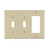 Mulberry, 92443, 3 Gang 2 Toggle Switch 1 Decora/GFI, Lexan, Ivory, Wall Plate