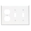 Mulberry, 90543, 3 Gang 2 Toggle Switch 1 Duplex Receptacle, Lexan, White, Wall Plate
