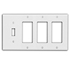 Mulberry, 90654, 4 Gang 3 Decora/GFI 1 Toggle Switch, Lexan, White, Wall Plate