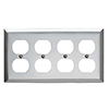 Mulberry, 83104, 4 Gang 4 Duplex Receptacle, Chrome, Wall Plate 
