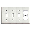 Mulberry, 83554, 4 Gang 1 Duplex Receptacle 3 Toggle Switch, Chrome, Wall Plate 