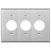 Mulberry, 97093, 3 Gang 3 Single Receptacle, Stainless Steel, Wall Plate