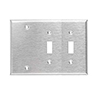 Mulberry, 97533, 3 Gang 2 Toggle Switch 1 Blank, Stainless Steel, Wall Plate