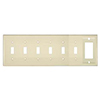 Mulberry, 84007, 7 Gang 6 Toggle Switch 1 Decora/GFI, Metal, Ivory, Wall Plate
