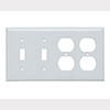 Mulberry, 86564, 4 Gang 2 Duplex Receptacle 2 Toggle Switch, Metal, White, Wall Plate