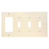 Leviton, P326-T, 4-Gang 3-Toggle Decora/GFCI Device Combination Wallplate, Light Almond