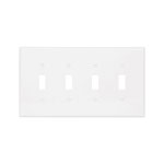 Cooper Wiring Devices, 4-gang Mid-Size Polycarbonate Toggle Switch Wallplate, PJ4W