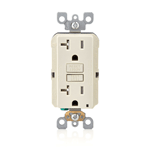 Leviton GFTR2-T SmarTest Self-Test SmartlockPro Slim GFCI Tamper-Resistant Receptacle with LED Indicator, 20-Amp, Light Almond