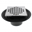 Jones Stephens, D50134 CP SQUARE,4" Shower Drain/Floor Drain Chrome Plated Cast, Square Strainer, PVC, M78292