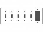 Mulberry 84476, 6-gang  (5) toggle (1) GFI wall plate