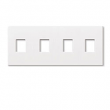 Lutron, Nova Wallplates, N-SSSS-NFB-WH, 4 Gang, No Fins Broken, White