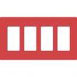 Lutron, SC-4-SR, Screwless Wallplate - 4 Gang - Signal Red