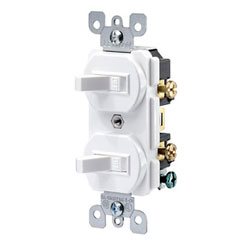 Leviton, 5224-2, Traditional Style Single-Pole / Single-Pole AC Combination Switch