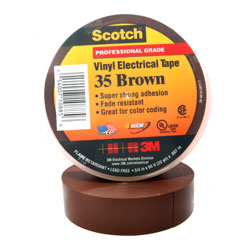 3M, Scotch&reg; Vinyl Electrical Color Coding Tape, 35-Brown