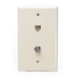 Leviton, Type 625D Telephone and Video Combination Wall Jack, 40259-I
