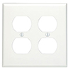 Leviton, 88016, 2 Gang 2 Duplex Receptacle, White, Plastic, Wall Plate