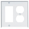 Leviton, 80455-W, 2 Gang 1 Duplex Receptacle 1 Decora/GFI, White, Plastic, Wall Plate