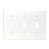 Leviton, 88011, 3 Gang 3 Toggle Switch, White, Plastic, Wall Plate