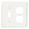 Mulberry, 86832, 2 Gang 1 Duplex Receptacle 1 Toggle Switch, Jumbo, Metal, White, Wall Plate