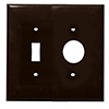 Mulberry, 91512, 2 Gang 1 Single Receptacle 1 Toggle Switch Lexan, Brown, Wall Plate 