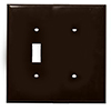 Mulberry, 91522, 2 Gang 1 Toggle Switch 1 Blank Lexan, Brown, Wall Plate,