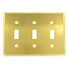 Mulberry, 64073, 3 Gang 3 Toggle Switch, Polished Brass, Wall Plate