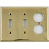 Mulberry, 64543, 3 Gang 2 Toggle Switch 1 Duplex Receptacle, Polished Brass, Wall Plate