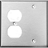 Mulberry, 97542, 2 Gang 1 Duplex Receptacle 1 Blank, Stainless Steel, Wall Plate