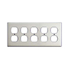 Mulberry, 97105, 5 Gang 5 Duplex Receptacle, Stainless Steel, Wall Plate