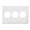 Mulberry, 86093, 3 Gang 3 Single Receptacle, Metal, White, Wall Plate