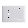 Mulberry, 86133, 3 Gang 1 Toggle Switch 2 Blank, Metal, White, Wall Plate